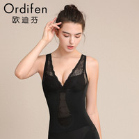 欧迪芬 2019新品女士内衣产后收腹塑身蕾丝背心美体塑形紧身束身衣 XE8102 黑色 XL