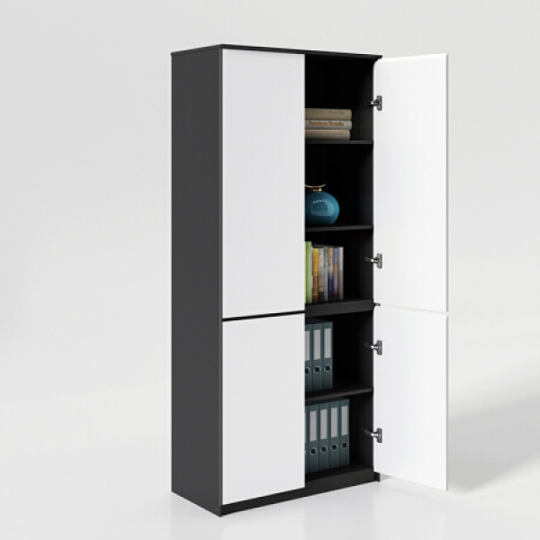 商品金经金属办公室木制文件柜资料柜带锁收纳柜板式办公柜黑白套色