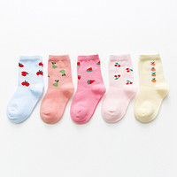 CHANSSON 馨颂 女童袜子五双装宝宝袜子儿童棉袜 多彩水果 1-3岁