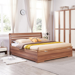 A家家具 床 现代简约卧室婚床 卧室家具高箱储物双人床 1.5米高箱床 A001