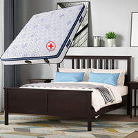 杜沃 汉尼斯床 现代简约环保水性漆实木床双人床卧室家具床带床垫组合 1.5米水性漆黑床+美雅直筒簧床垫