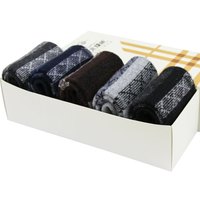 北极绒袜子男短袜兔羊毛袜保暖袜加厚男士袜子中筒袜5双混色装 男细条纹均码