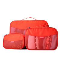 美国 pack all旅行收纳包套装防水行李箱分装内衣整理袋男女士出差便捷衣物收纳袋三件套 橙色