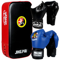 竞派 拳击手套套装3-10岁儿童拳套成人散打脚靶亲子套装黑色