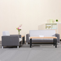 中伟 ZHONGWEI 休闲沙发简约沙发小户型沙发布艺懒人沙发 黑灰色3+1+大小茶几