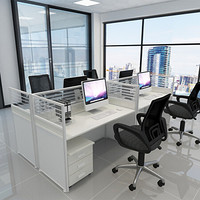 麦森（maisen）屏风 四人职员隔断办公桌 办公家具组合工位 王字型不带柜 暖白色 MS-PF-211