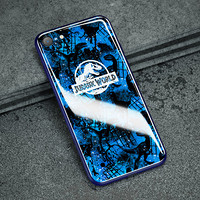 咪咕 侏罗纪世界 苹果8/7手机壳 iPhone8/7玻璃壳后盖防摔防刮全包软边保护套 蓝色Logo款