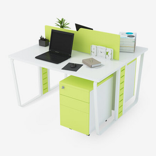 好事达易美职员办公桌 1.2米双人工位F款白色+绿色FBL02