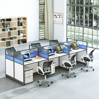 中伟屏风办公桌职员桌员工桌员工位工作位电脑桌卡座王字型6人位含椅子