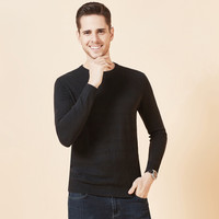 相思鸟 xiangsiniao 毛衫男圆领修身纯色时尚简约基础百搭微弹秋季新品 S1黑色 170/88A(105)