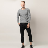 海之宁 男士青年加绒加厚棉毛衫圆领秋冬季时尚可外穿保暖内衣套装防寒保暖衣秋衣秋裤 8007麻灰 XL码