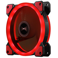 长城（Great Wall）双月红色 电脑机箱风扇(12cm静音/红光/减震脚垫/赠4螺丝/小3P+大4P双接口）