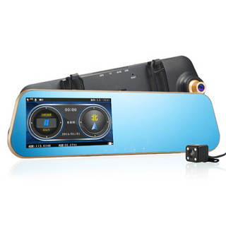 任e行 D3-GD 双镜头行车记录仪1080P高清后视镜倒车影像固定测速一体机+32G卡套装
