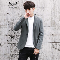 猫人(MiiOW)男士西服休闲时尚单西便服外套QT4016-1-X1161灰绿色3XL