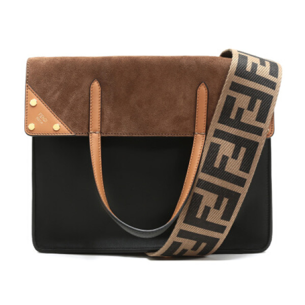 商品fendi 芬迪 女士黑色多色皮革flip大号手提单肩包