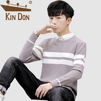 金盾（KIN DON）针织衫 男2019秋冬新款休闲百搭韩版潮流假两件翻领打底衫 A303-MY3002 米色 XL