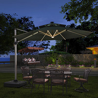 紫叶（ziye） 户外遮阳伞庭院伞太阳能伞带LED灯发光太阳伞广告罗马伞酒吧