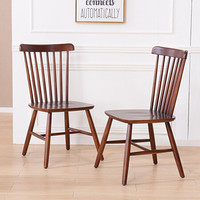 杜沃 家具实木餐厅家具简约现代小户型橡胶木椅子北欧家居实木餐椅*2