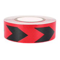 金枪鱼 汽车反光贴纸货车面包车年检反光车贴晶彩格汽车反光膜反光胶带警示胶带 红色黑箭头宽5cm 长30米