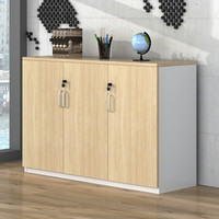 中伟木质三门储物柜文件柜带锁小柜子员工办公柜办公柜子矮柜1200*400*800mm