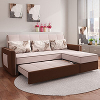 摩高空间沙发床多功能乳胶沙发推拉两用可折叠布艺小户型客厅转角双人2.2米沙发床左贵妃-T01海绵款