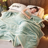 艾薇 毛毯家纺 秋冬加厚保暖床单单件办公室午睡盖毯空调毯 绿茶 150*200cm