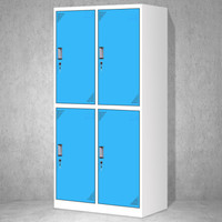 奈高NG彩色更衣柜多门柜员工柜带锁储物柜存包柜浴室员工柜四门更衣白边蓝色