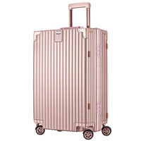 瑞界（SWISSALPS） 万向轮拉杆箱24英寸复古铝框旅行箱男女TSA密码锁行李箱 SA-162037玫瑰金