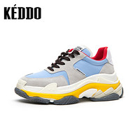 KEDDO平底休闲时尚系带运动老爹鞋CN009KD117/01KD 蓝色 36