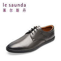 莱尔斯丹 le saunda 时尚商务休闲圆头系带平底男驾车皮鞋 LS 9TM48301 灰色 39