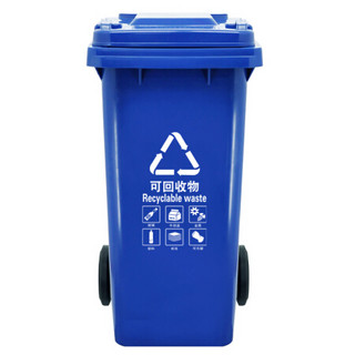 兰诗（LAUTEE）LJT2217 普通分类款大号物业环卫垃圾桶 蓝色 120L