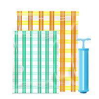 收纳大师 条纹旅行8件套真空压缩袋 4小3迷你1手泵 棉被衣物收纳袋 12丝加厚 出差旅行 衣橱整理袋