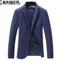 凯撒(KAISER)西服 男2019秋季新款中年外套商务英伦风单西小西装格子外套 D216-9808 蓝色 3XL