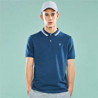 佐丹奴（Giordano） 男装POLO衫 Polo船锚刺绣弹力珠地布修身短袖POLO01019383  蓝大码(175/100A)