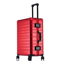 HEEYA全铝镁合金拉杆箱商务旅行箱静音万向轮行李箱28英寸红色