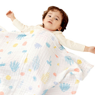 威尔贝鲁（WELLBER）婴儿浴巾宝宝6层纱布毛巾被新生儿洗澡巾儿童盖毯 绿野仙踪115*115cm