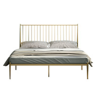 奈高 NG公寓床铁艺床单双人现代简约铁架床宿舍家具金色款1.8米款