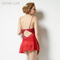 桑罗(SANGLUO)真丝女睡衣家居服 正红色 M