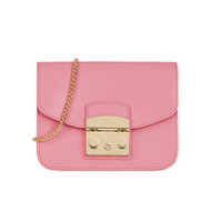 FURLA 芙拉 SS19 MAIN 女士 粉色1 牛皮革 METROPOLIS系列 迷你 斜挎单肩包链条包小方包1007249