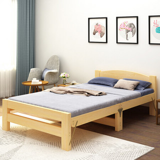 奈高实木折叠床成人简易床经济型午休床原木免漆木板床实心床头款800宽