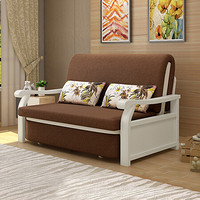 利尔 沙发床实木折叠沙发床1.2米1.5米两用多功能1.8米小户型客厅卧室木质乳胶皮单人沙发 深棕色