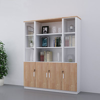 苏美特文件柜书柜木质储物柜展示柜资料柜浅胡桃色四门