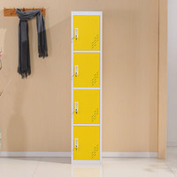 中伟更衣柜铁皮柜储物柜员工宿舍衣柜组合衣柜黄色四门