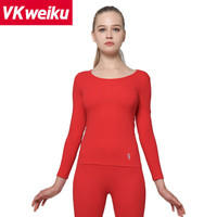 VKweiku保暖内衣男女秋衣秋裤 自发热 中老年情侣款保暖套装加厚保暖裤男 女款红色 XXL