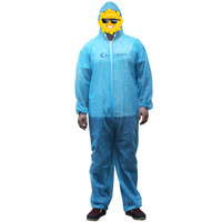 安美尚(ams)一次性连体防护服 养殖场定做 防尘服 蓝色(PP)(1套)XL#