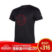 猛犸象 Mammut 轻量舒适速干创意LOGO短袖T恤1017-10062 红宝石黑 S