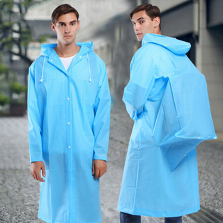 驰动 成人背包款雨衣 旅行户外登山徒步非一次性雨衣男女士长款带帽 蓝M码