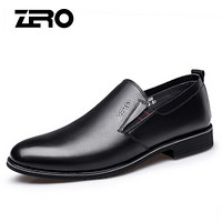 零度(ZERO)时尚英伦经典商务正装耐磨套脚男士皮鞋 Z91906 黑色 39码