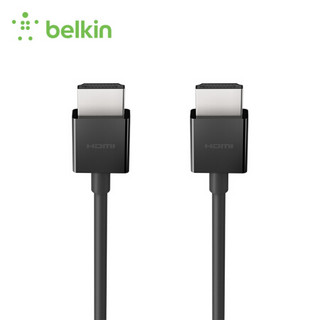 贝尔金（BELKIN）HDMI超高清连接线双层屏蔽减少干扰持久耐用适用Macbook/笔记本电脑/音视频组件等黑色2米