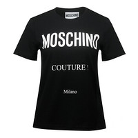 MOSCHINO 莫斯奇诺 新款时尚短袖圆领T恤衫 女款 黑色 40码 E A0703 0540 2555 40